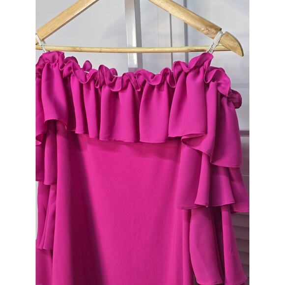 Joseph Ribkoff Cold Shoulder Top Style 212240US Size 10 Fuchsia Pink Long Sleeve - Picture 4 of 5